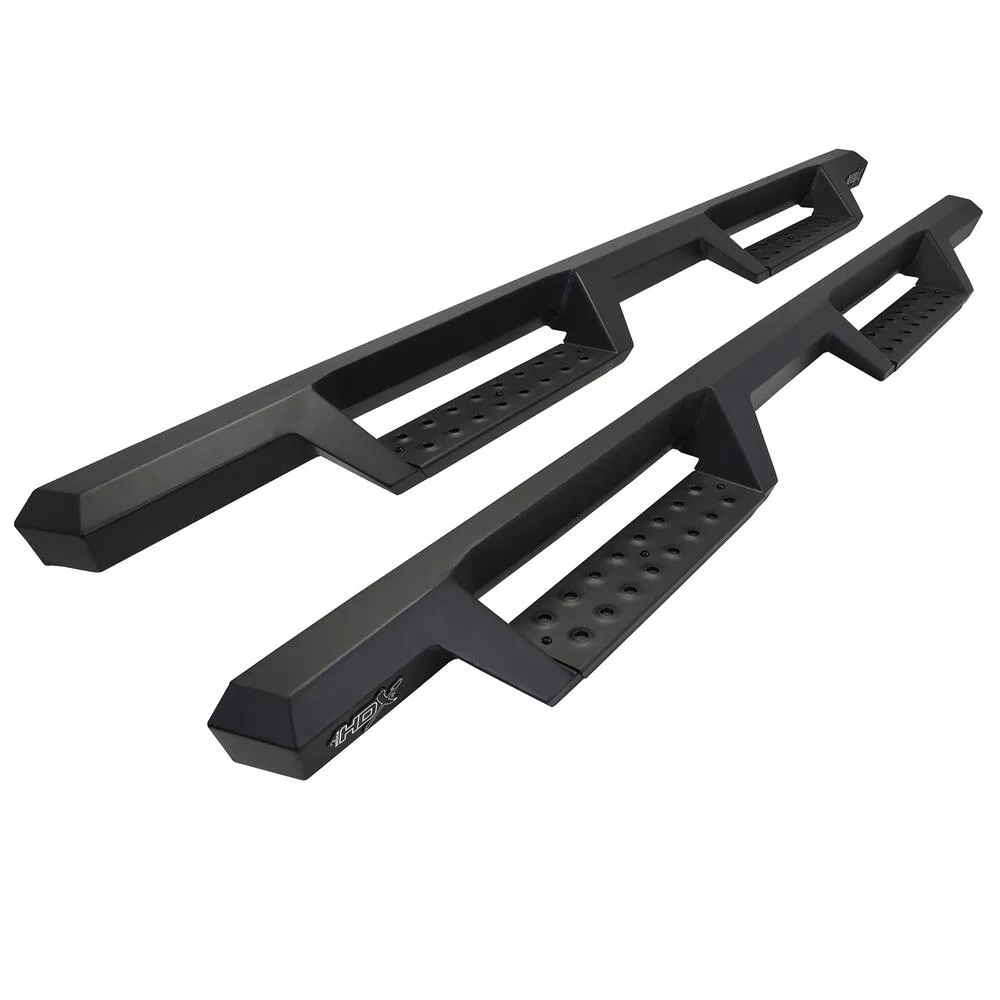 56-14025 – WESTIN Nerf Bar, With Drop Down Steps 3 Inch Square Straight Powder Coated Black Mild Steel With Welded En...